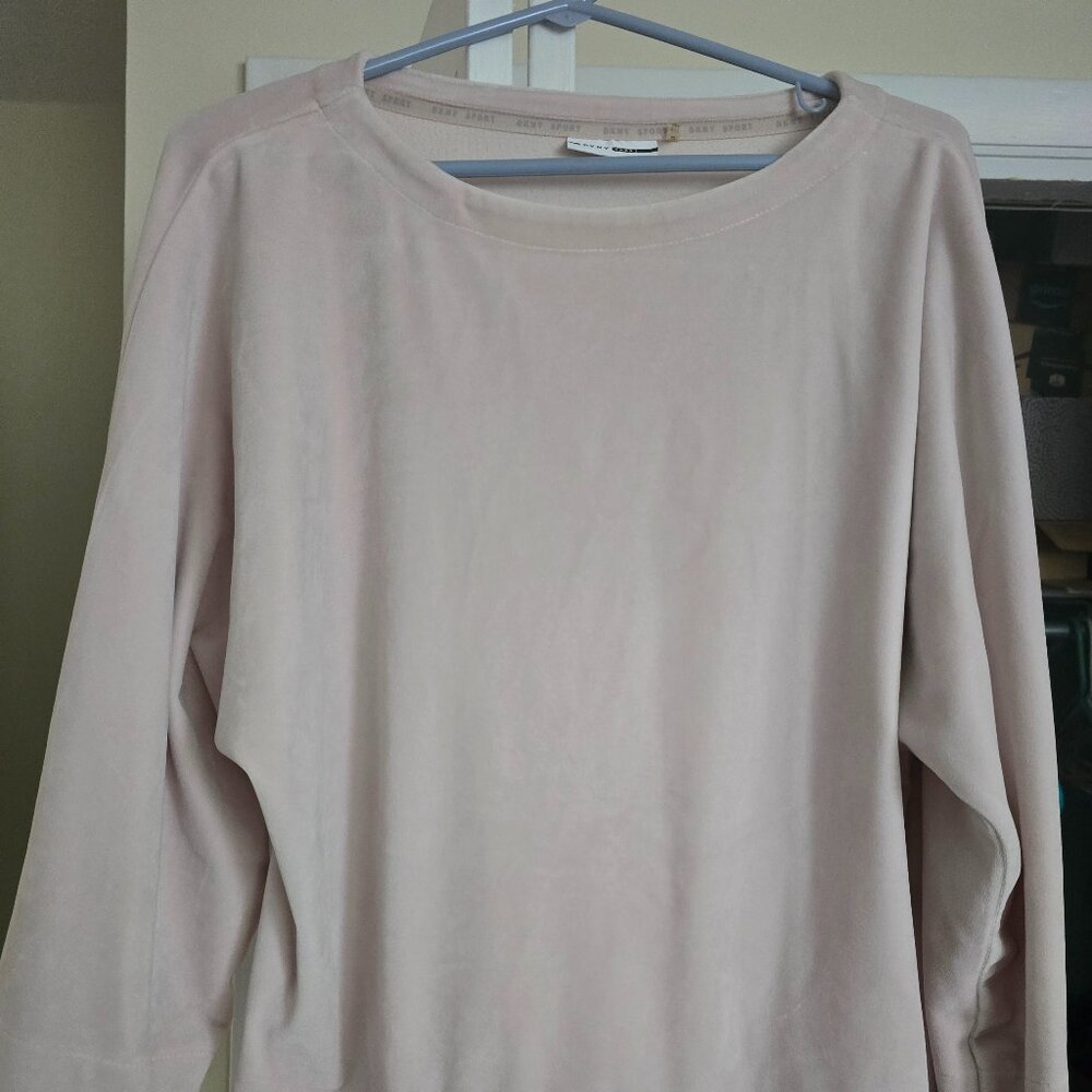 DKNY Sport Light Pink Super Soft Velvet Womens Shirt size M